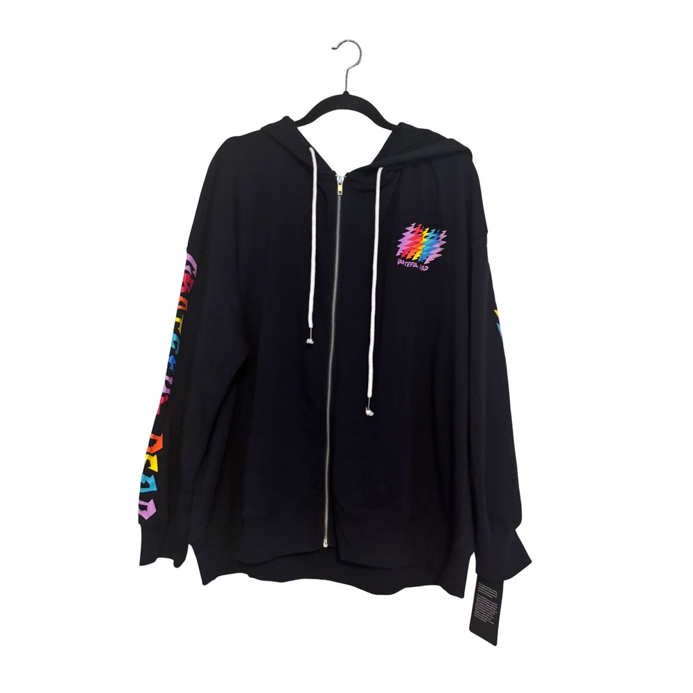 Chaser Black Hoodie Sweater With Full Zipper Grateful Dead Size M New With Tags